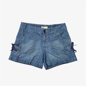 Blue denim cargo shorts lightweight size 6 from faded glory